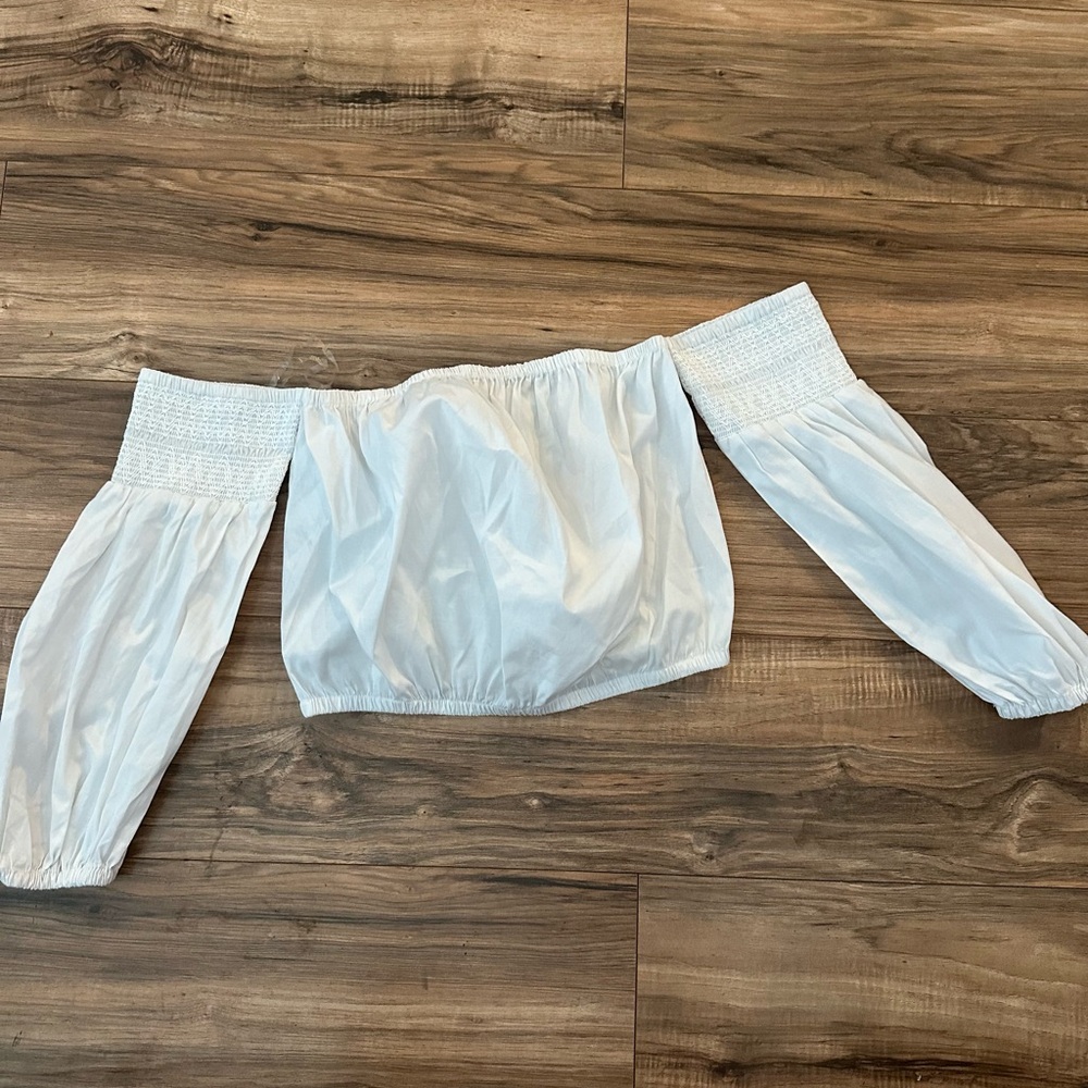 American Eagle Outfitters White Off-Shoulder Top